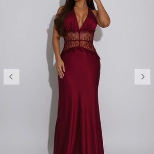 Elegant Burgundy Halter Gown